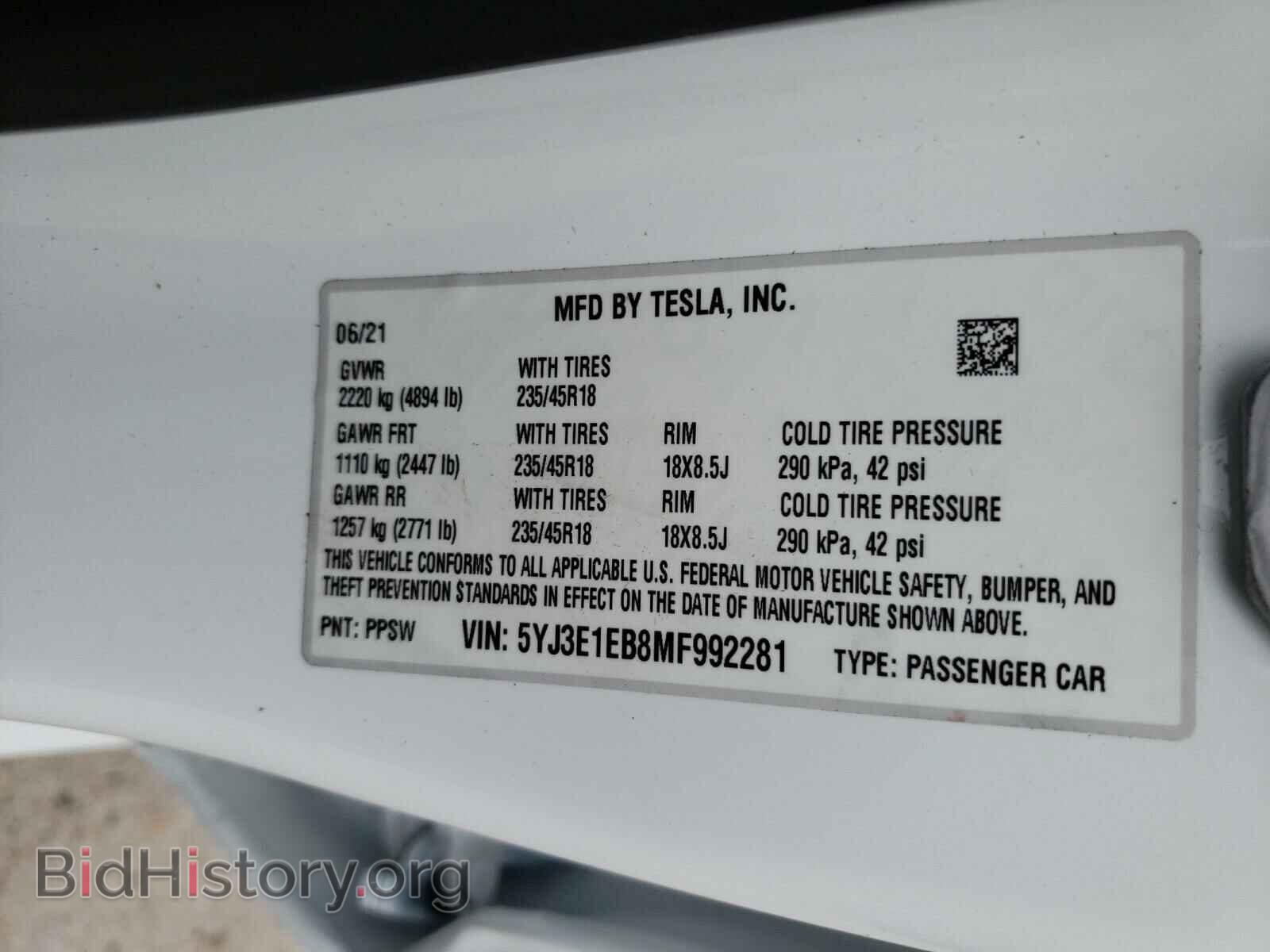 2021 TESLA MODEL 3 - VIN: 5YJ3E1EB8MF992281 - Photo 10