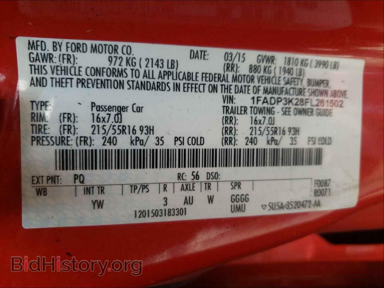 2015 FORD FOCUS - VIN: 1FADP3K28FL261502 - Фото 10