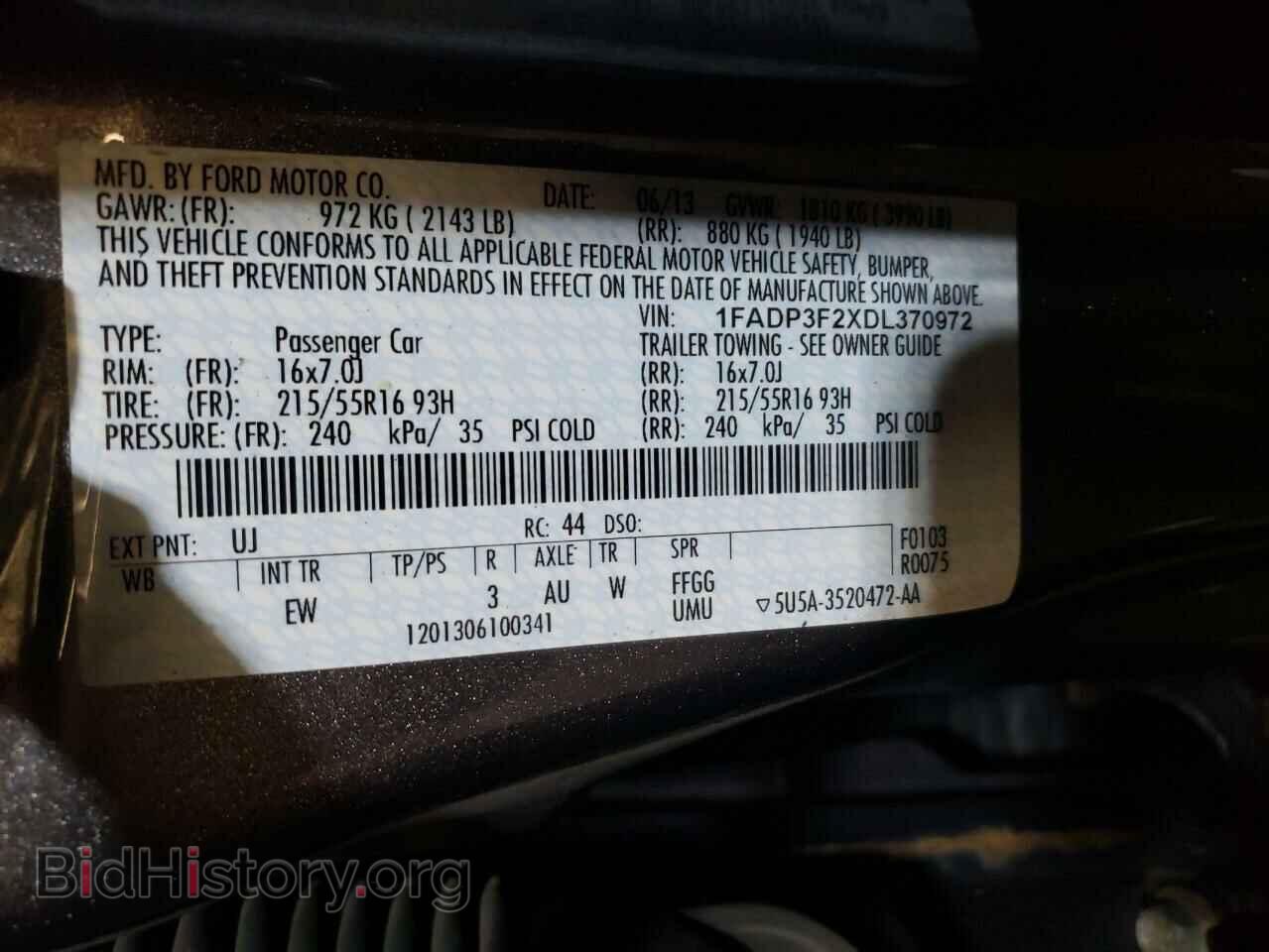 2013 FORD FOCUS - VIN: 1FADP3F2XDL370972 - Фото 10