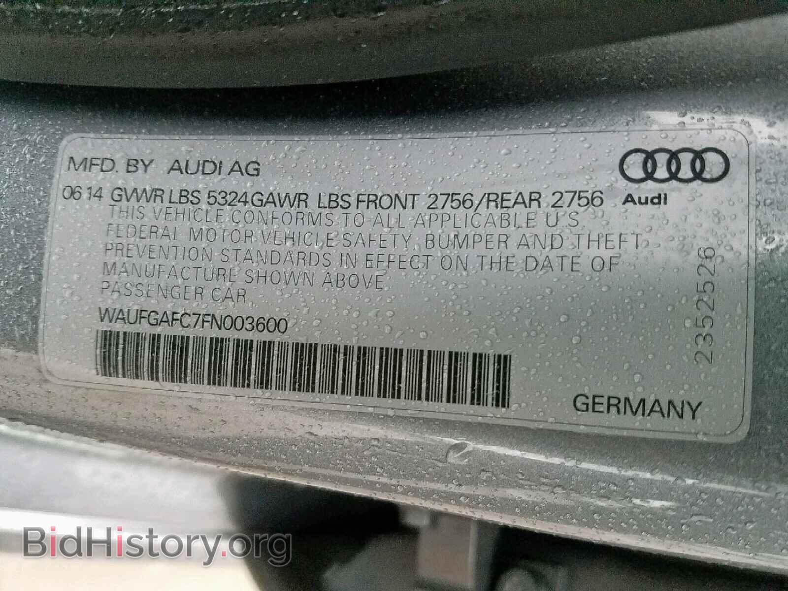 2015 AUDI A6 - VIN: WAUFGAFC7FN003600 - Фото 10