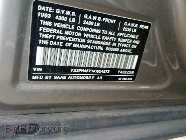 2004 SAAB 9 3 - VIN: YS3FH46Y141024873 - Фото 10