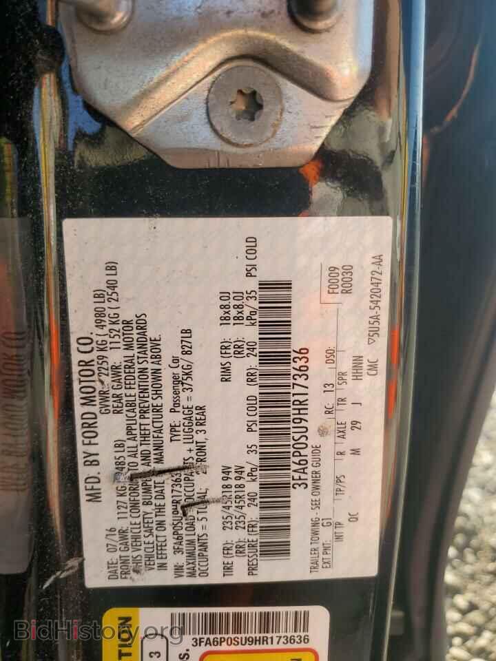 2017 FORD FUSION - VIN: 3FA6P0SU9HR173636 - Фото 12