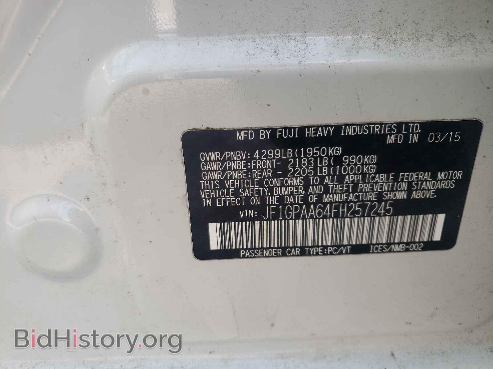 2015 SUBARU IMPREZA - VIN: JF1GPAA64FH257245 - Photo 10