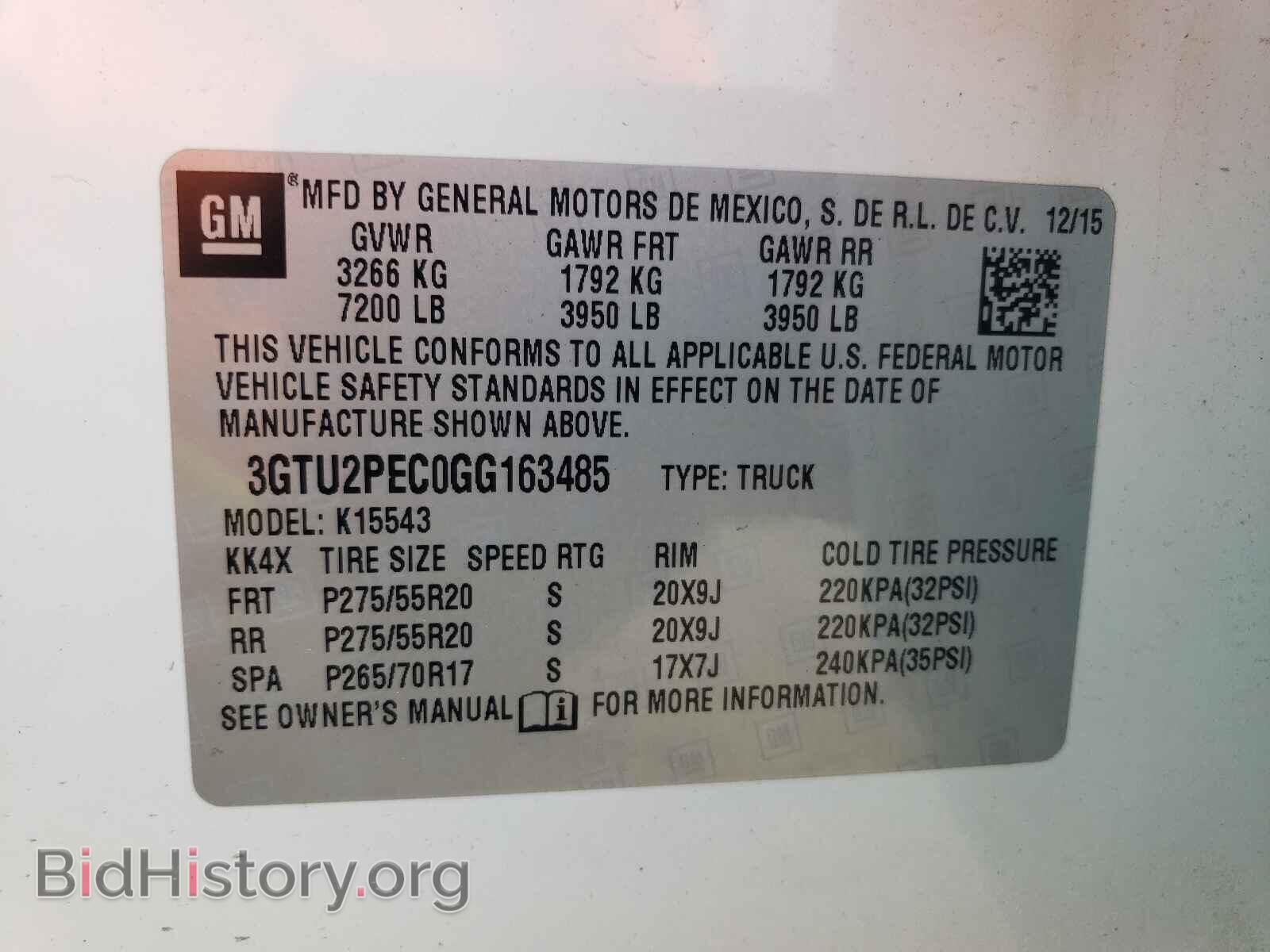 2016 GMC SIERRA - VIN: 3GTU2PEC0GG163485 - Фото 10