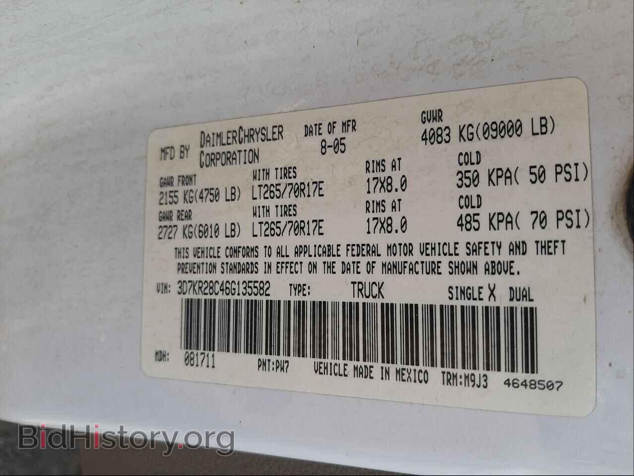 2006 DODGE RAM 2500 - VIN: 3D7KR28C46G135582 - Фото 10