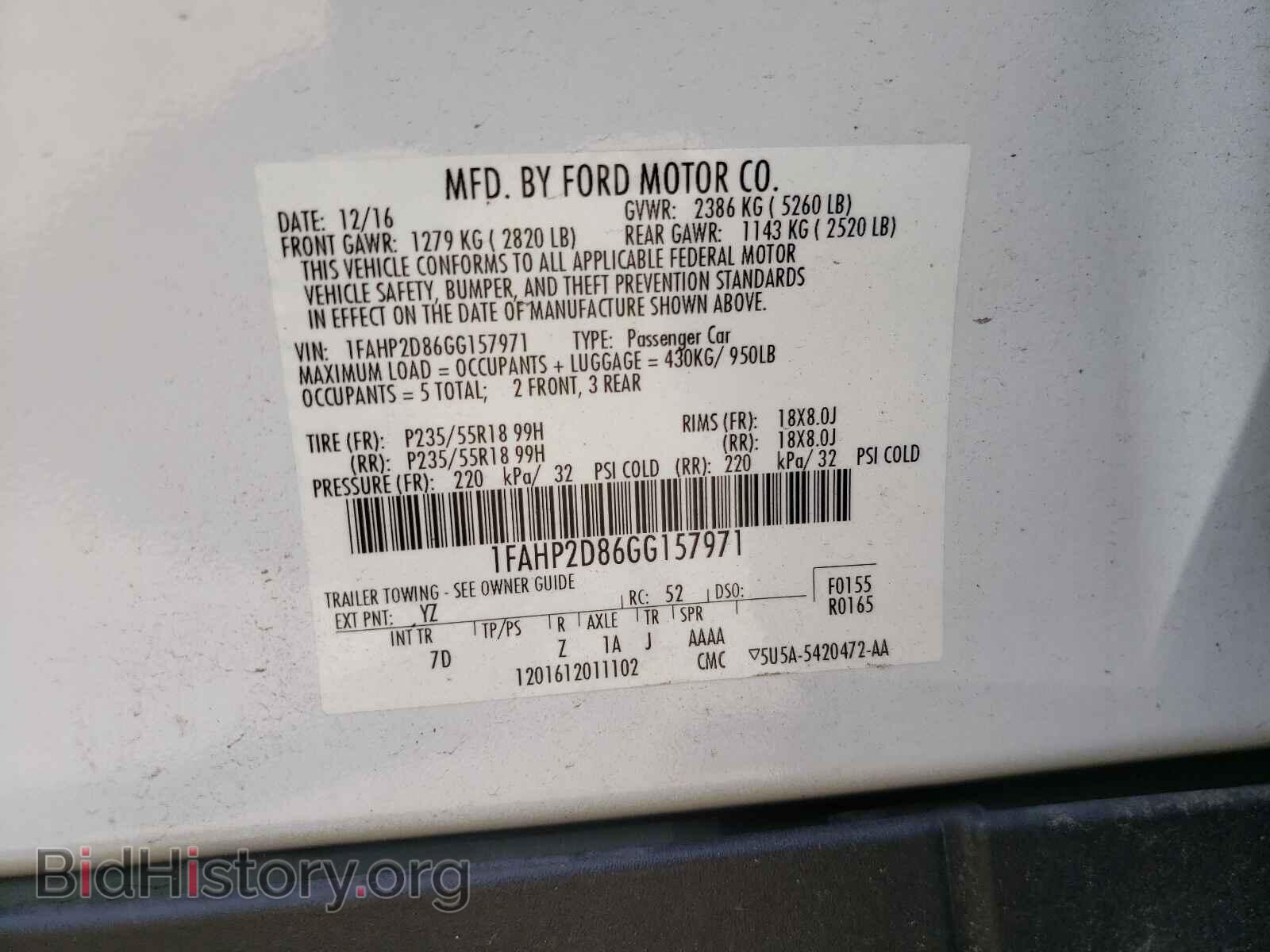 2016 FORD TAURUS - VIN: 1FAHP2D86GG157971 - Photo 10