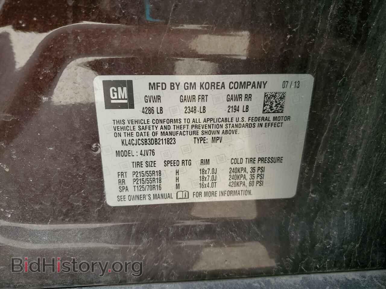 2013 BUICK ENCORE - VIN: KL4CJCSB3DB211823 - Фото 13