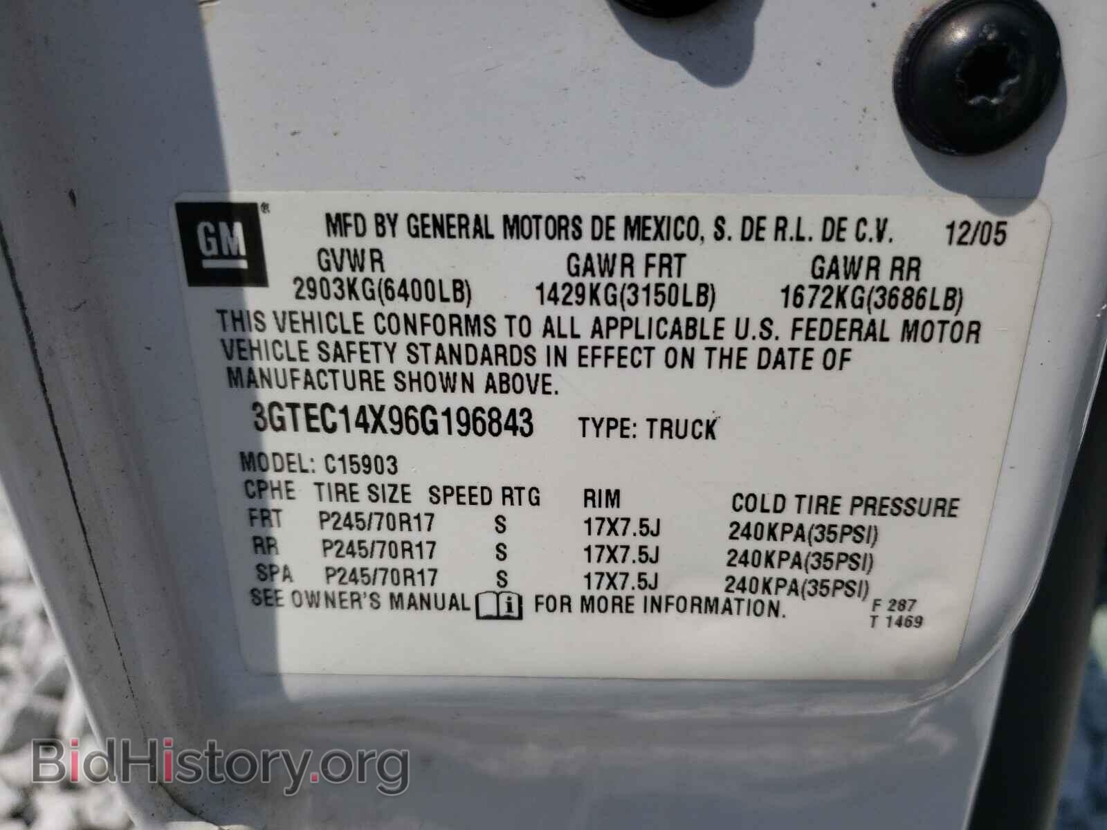 2006 GMC SIERRA - VIN: 3GTEC14X96G196843 - Фото 10