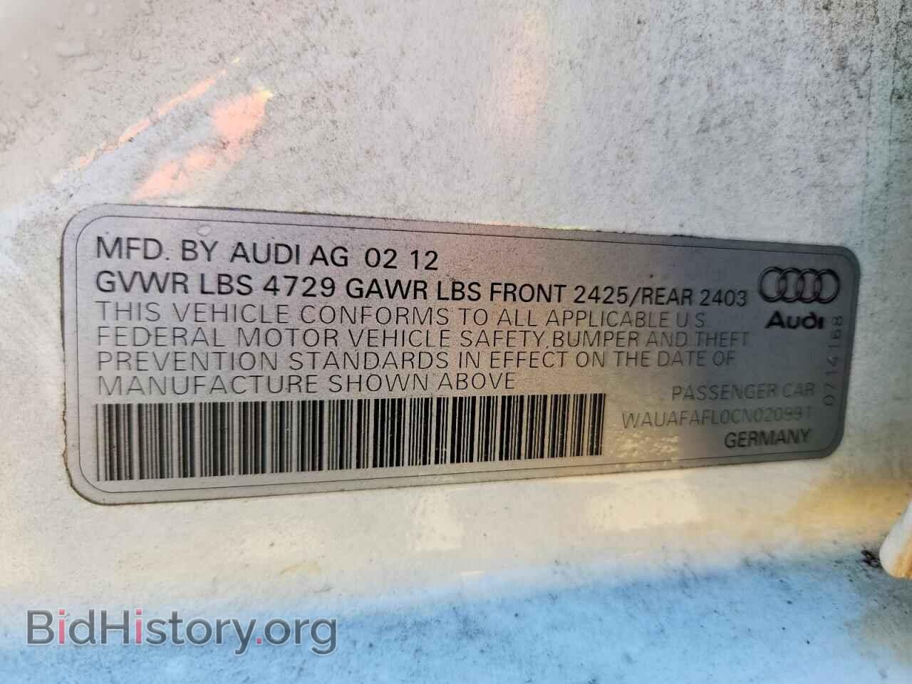 2012 AUDI A4 - VIN: WAUAFAFL0CN020991 - Фото 12