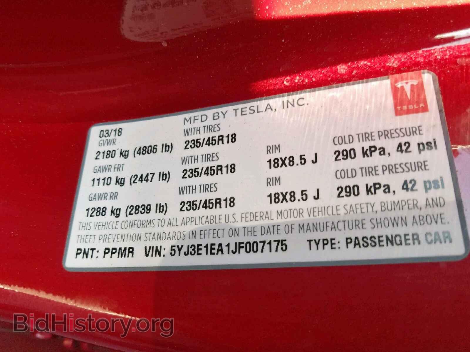 2018 TESLA MODEL 3 - VIN: 5YJ3E1EA1JF007175 - Фото 10