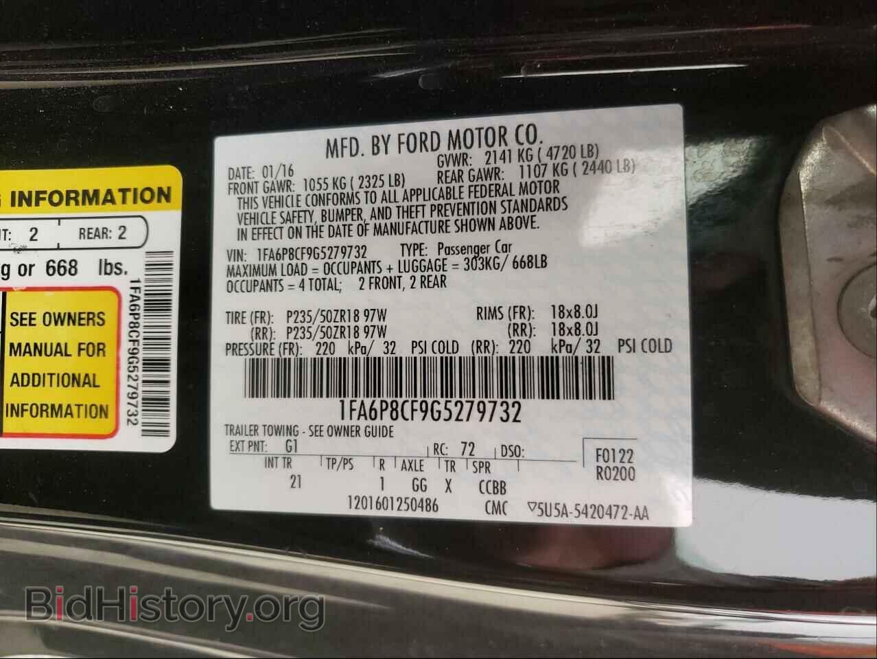 2016 FORD MUSTANG - VIN: 1FA6P8CF9G5279732 - Фото 10