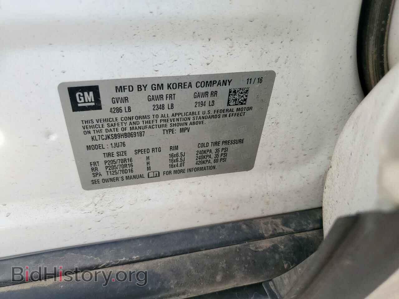 2017 CHEVROLET TRAX - VIN: KL7CJKSB9HB069187 - Фото 13