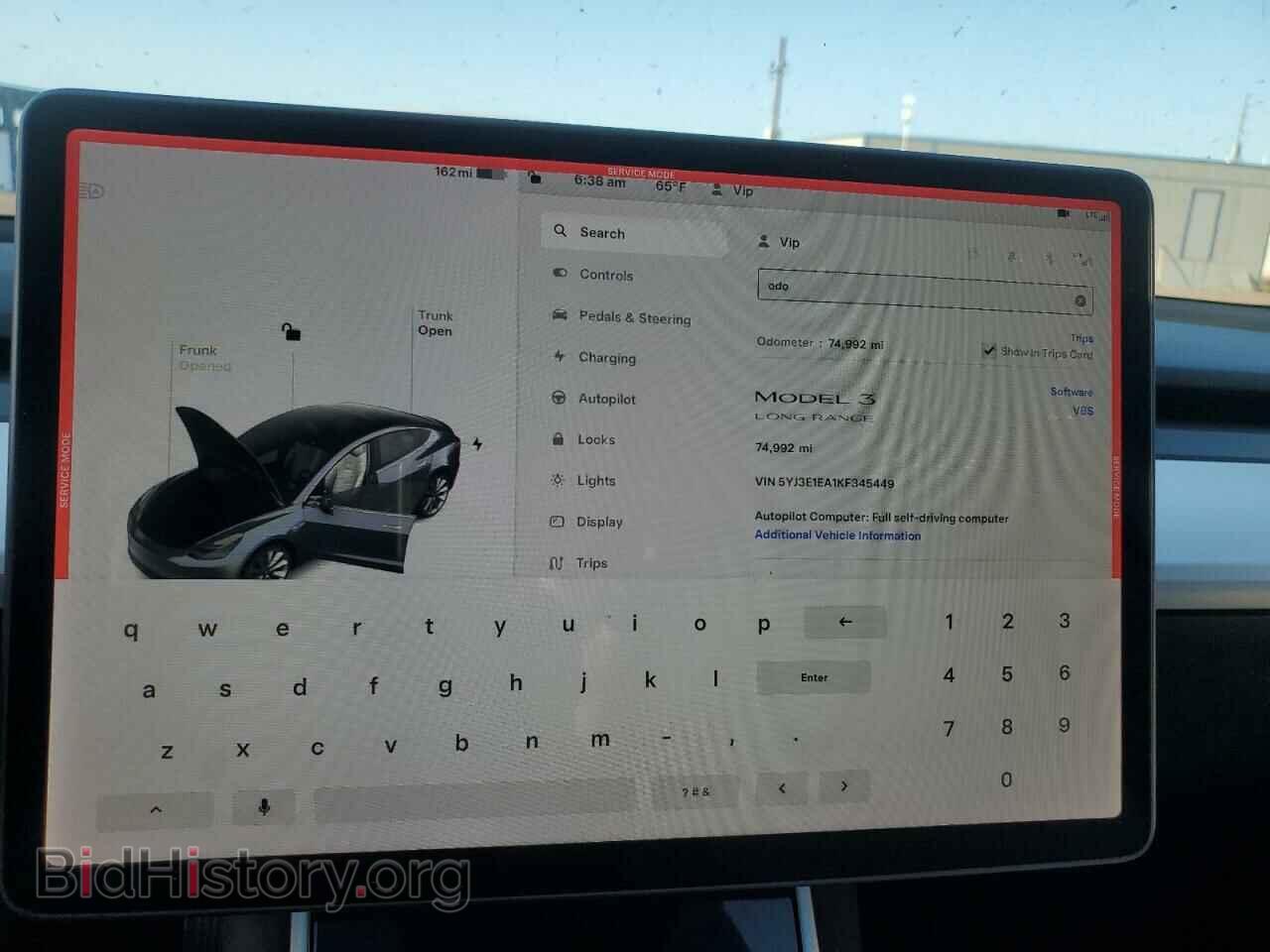 2019 TESLA MODEL 3 - VIN: 5YJ3E1EA1KF345449 - Фото 9
