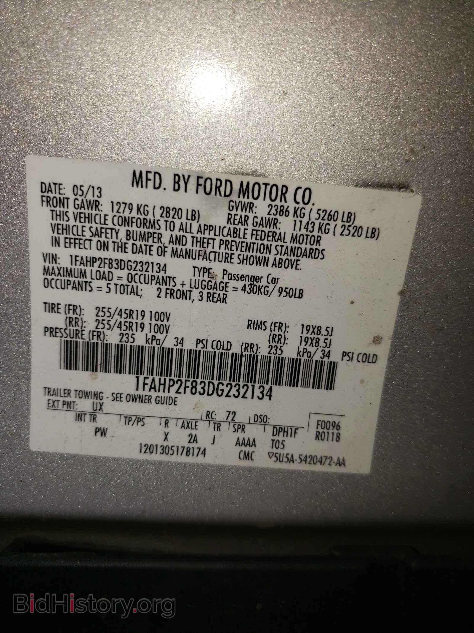 2013 FORD TAURUS - VIN: 1FAHP2F83DG232134 - Фото 10