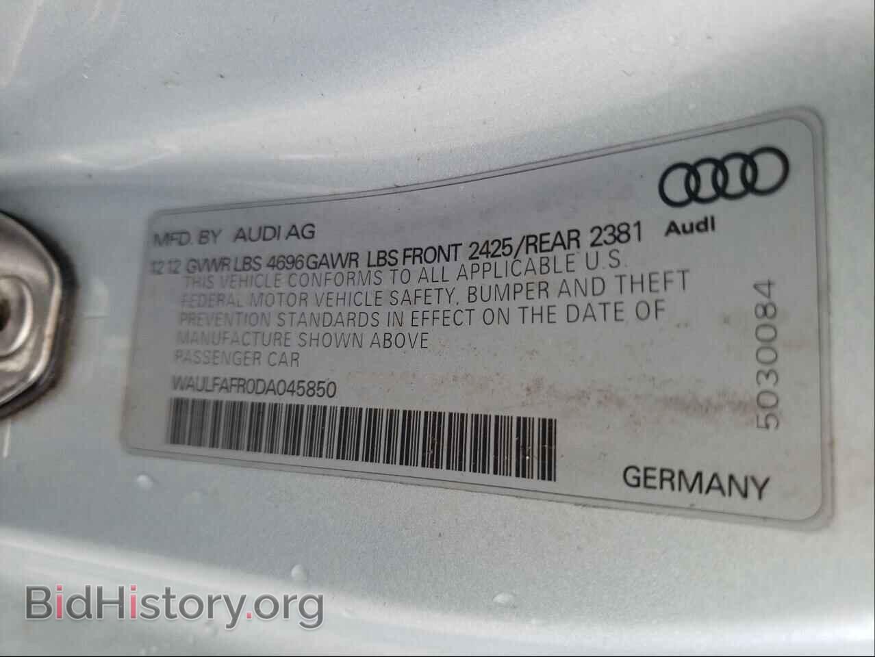 2013 AUDI A5 - VIN: WAULFAFR0DA045850 - Фото 10