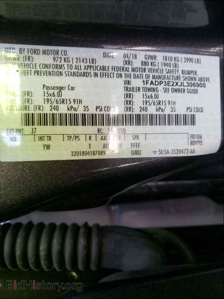 2018 FORD FOCUS - VIN: 1FADP3E2XJL306900 - Фото 10