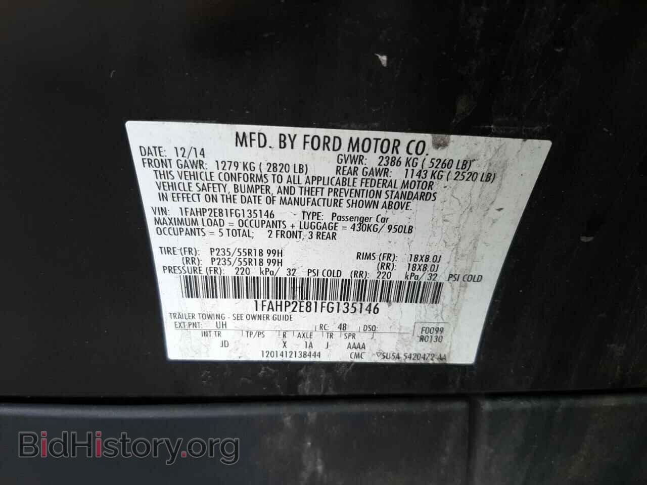 2015 FORD TAURUS - VIN: 1FAHP2E81FG135146 - Photo 10