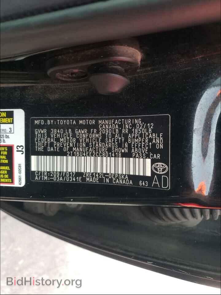 2012 TOYOTA COROLLA - VIN: 2T1BU4EE2CC801418 - Фото 10