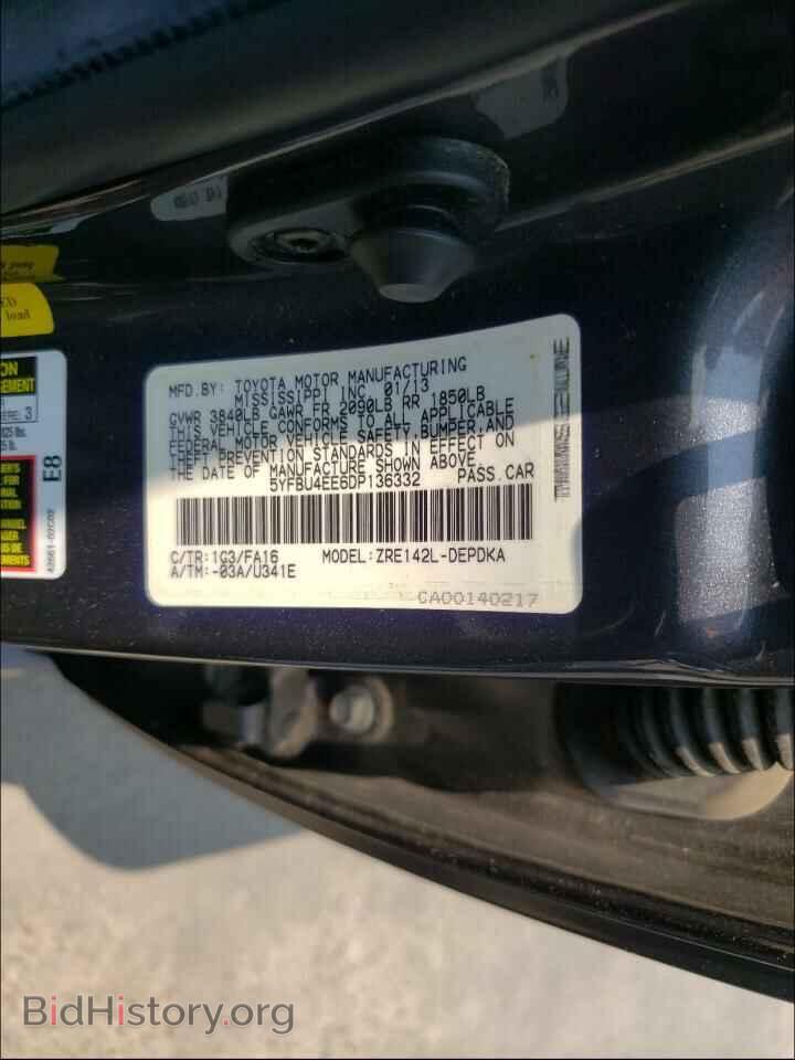 2013 TOYOTA COROLLA - VIN: 5YFBU4EE6DP136332 - Фото 10
