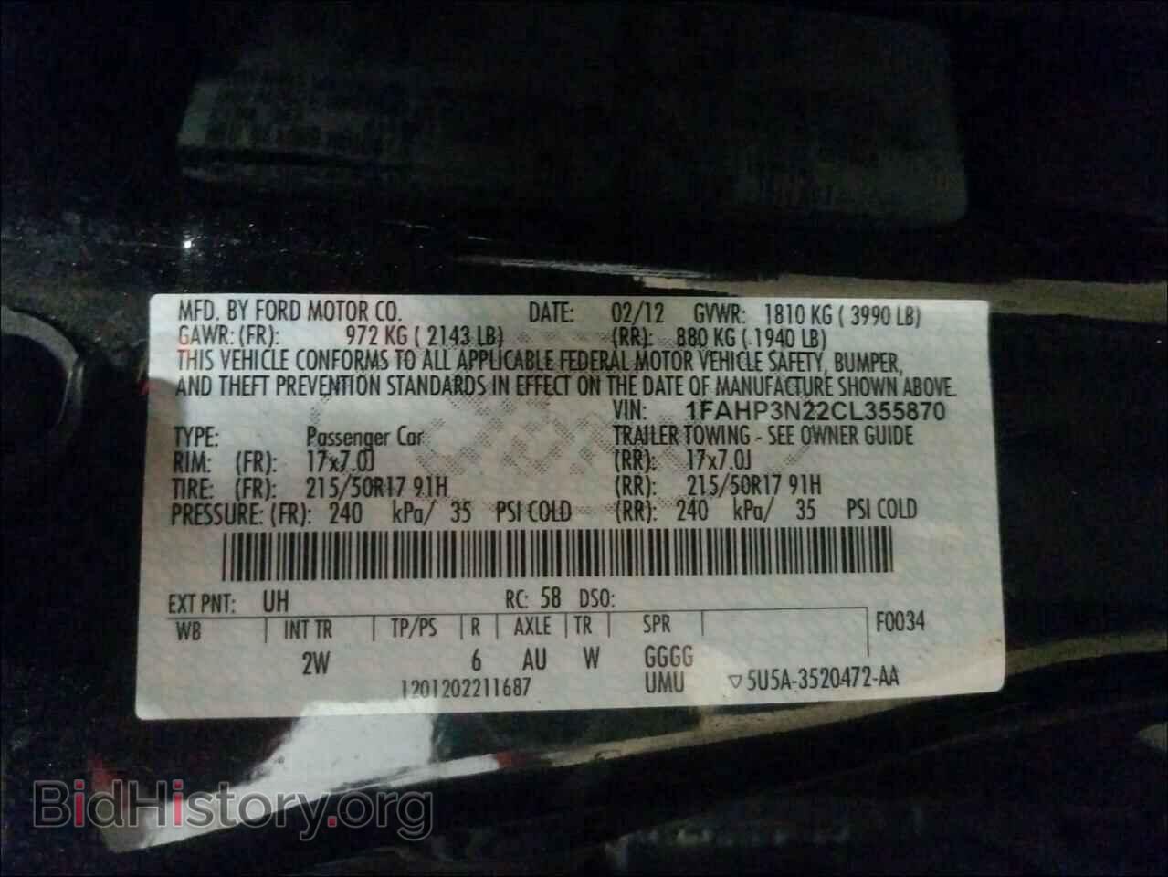 2012 FORD FOCUS - VIN: 1FAHP3N22CL355870 - Фото 10