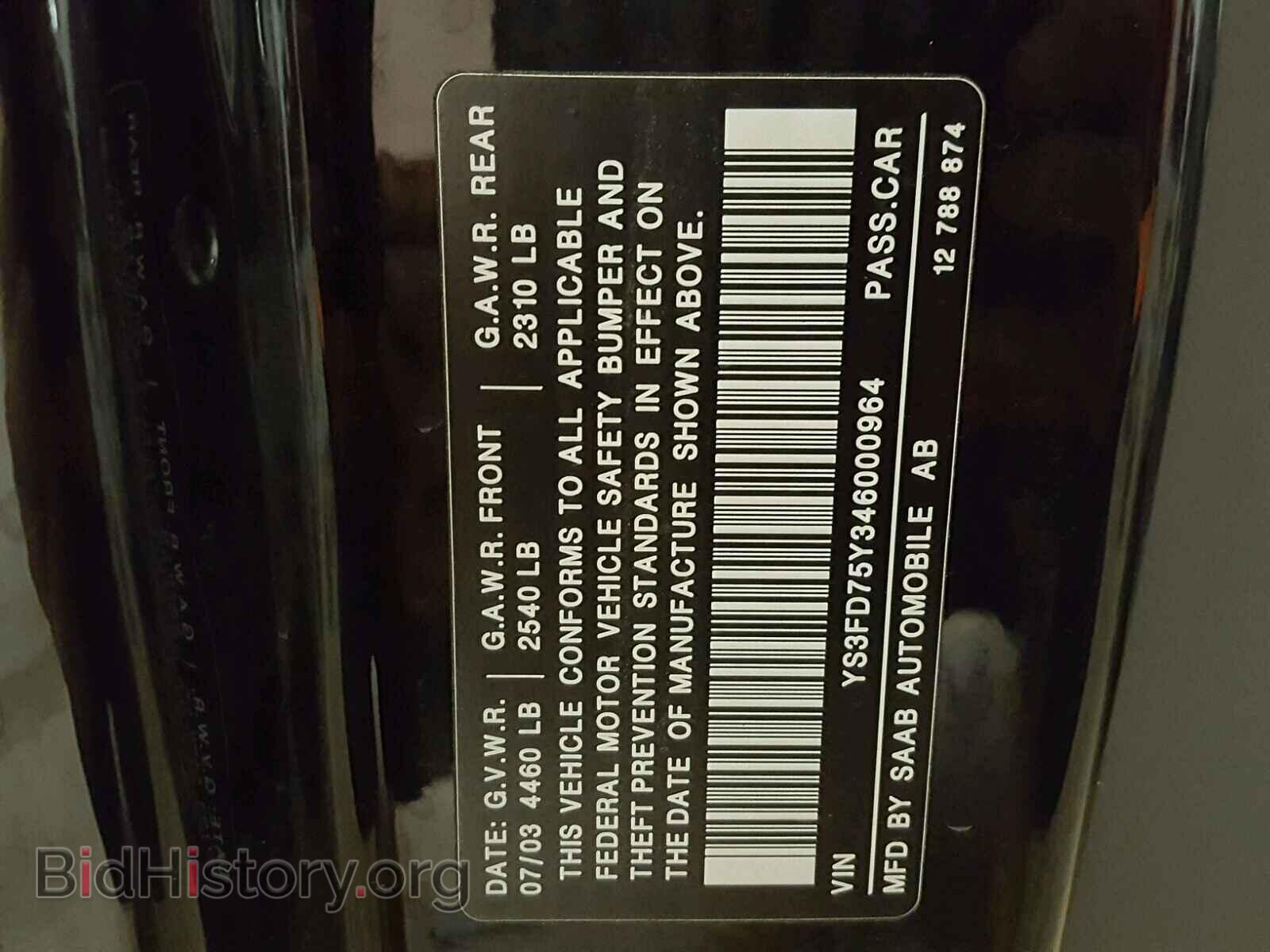 2004 SAAB 9 3 - VIN: YS3FD75Y346000964 - Фото 10