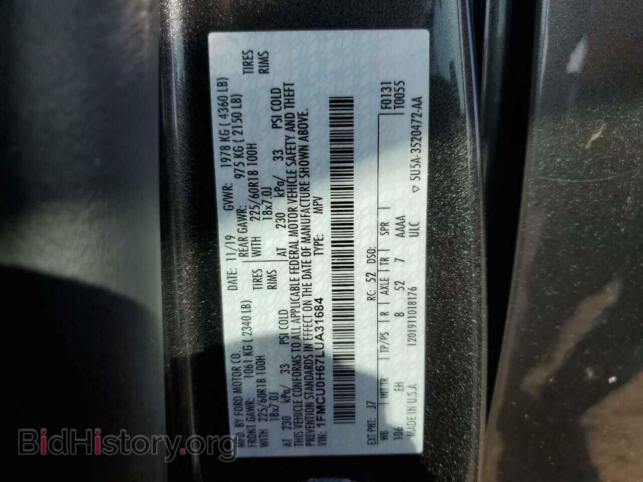 2020 FORD ESCAPE - VIN: 1FMCU0H67LUA31684 - Photo 15