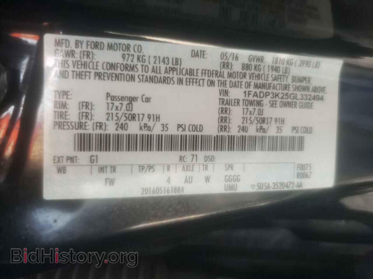 2016 FORD FOCUS - VIN: 1FADP3K25GL332494 - Фото 10