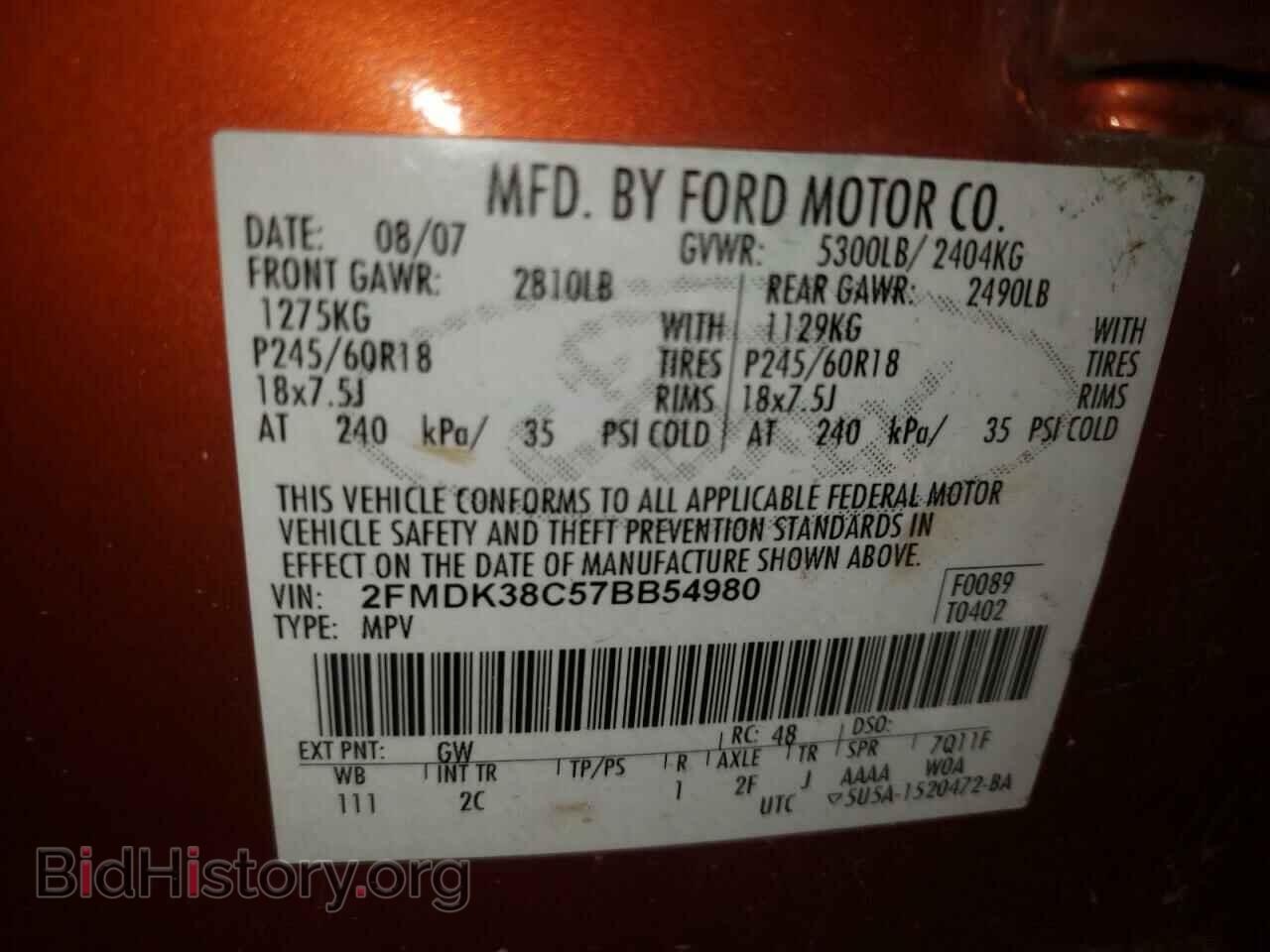 2007 FORD EDGE - VIN: 2FMDK38C57BB54980 - Photo 10