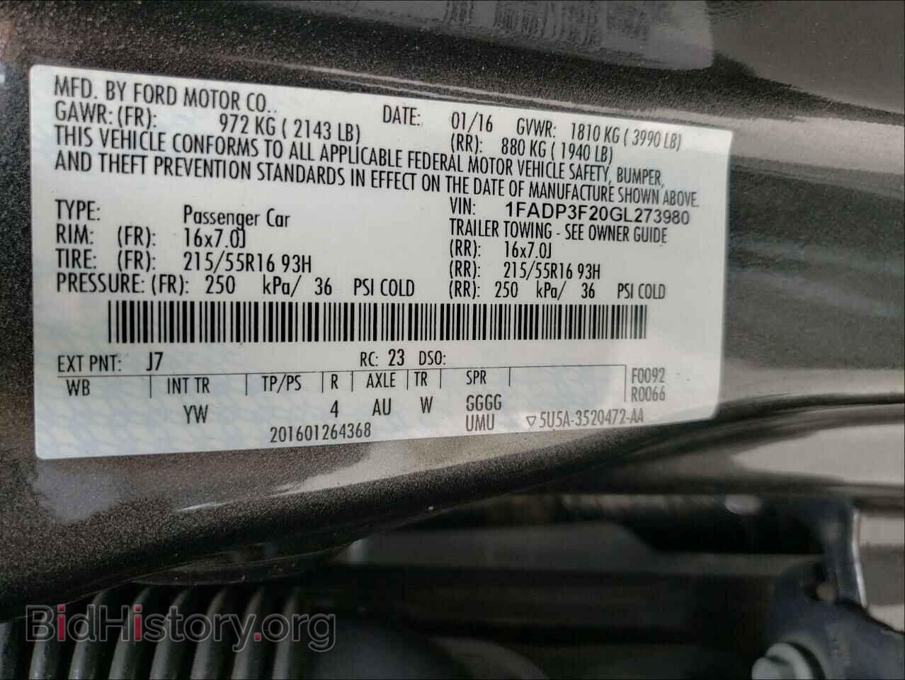 2016 FORD FOCUS - VIN: 1FADP3F20GL273980 - Фото 10