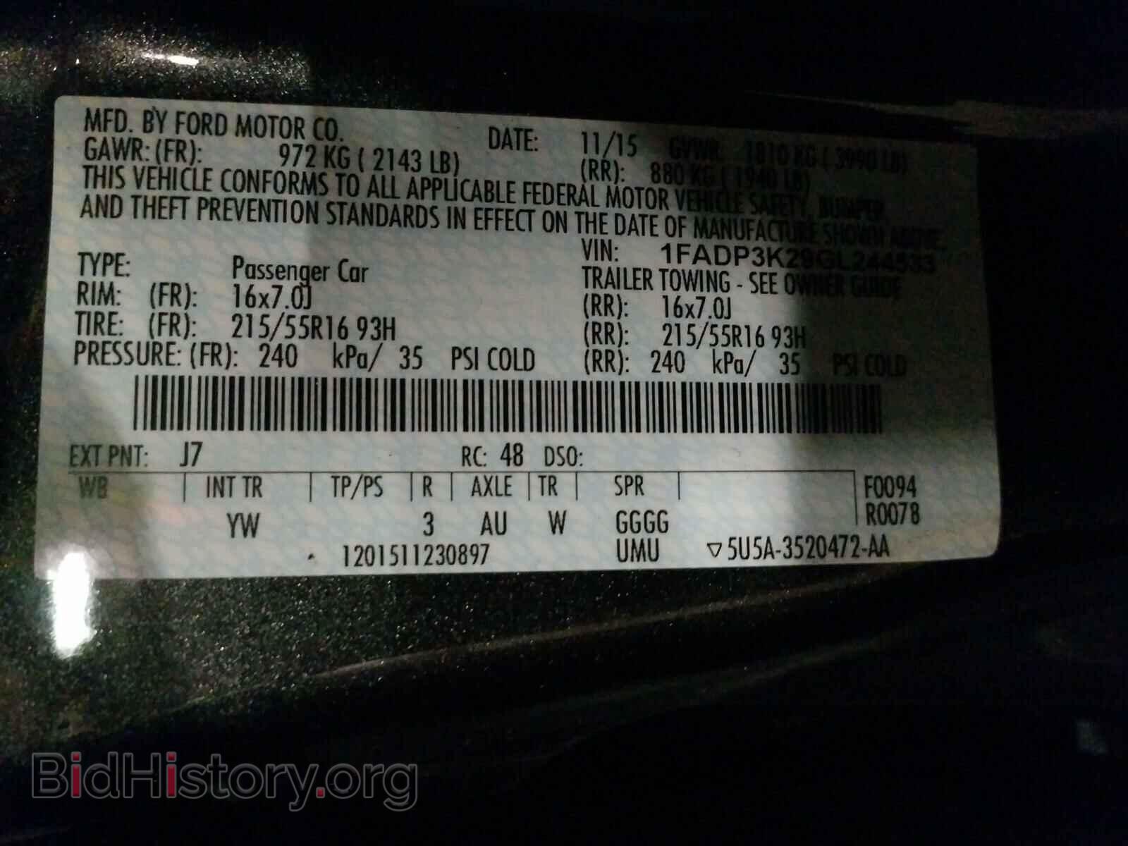 2016 FORD FOCUS - VIN: 1FADP3K29GL244533 - Фото 10