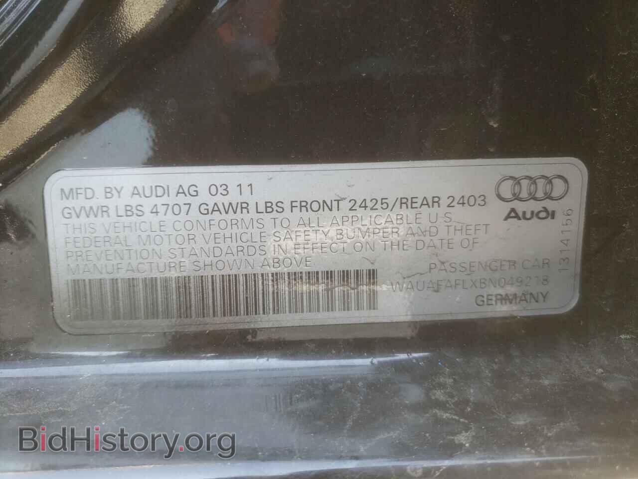 2011 AUDI A4 - VIN: WAUAFAFLXBN049218 - Фото 12