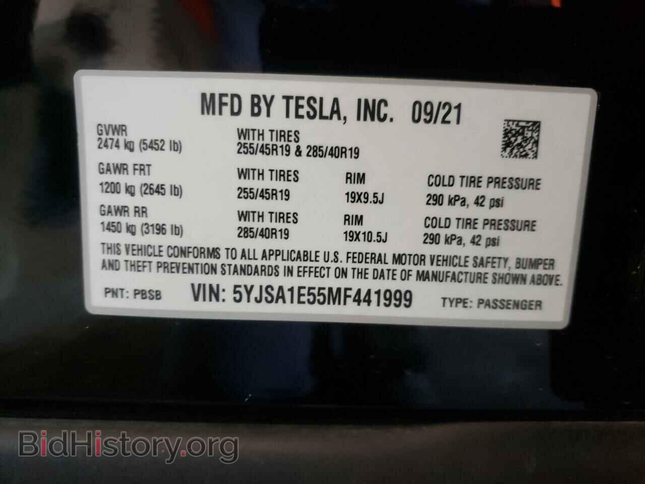 2021 TESLA MODEL S - VIN: 5YJSA1E55MF441999 - Photo 10