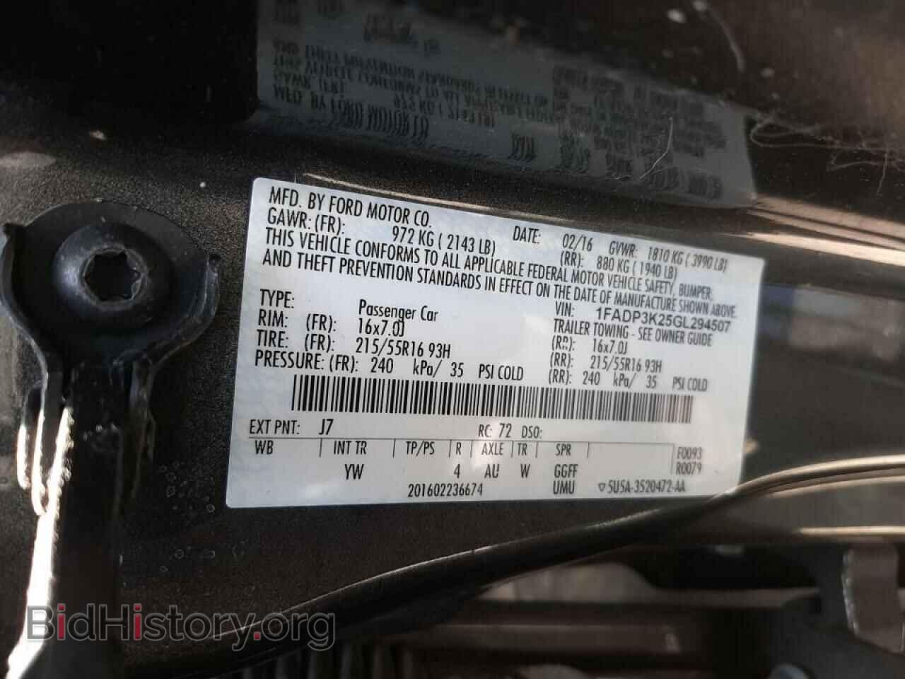 2016 FORD FOCUS - VIN: 1FADP3K25GL294507 - Фото 10