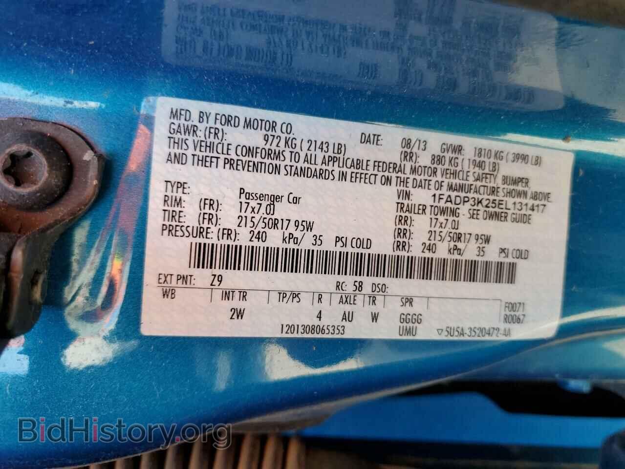 2014 FORD FOCUS - VIN: 1FADP3K25EL131417 - Фото 12