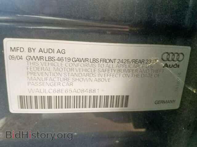2005 AUDI A4 - VIN: WAULC68E65A084881 - Фото 10
