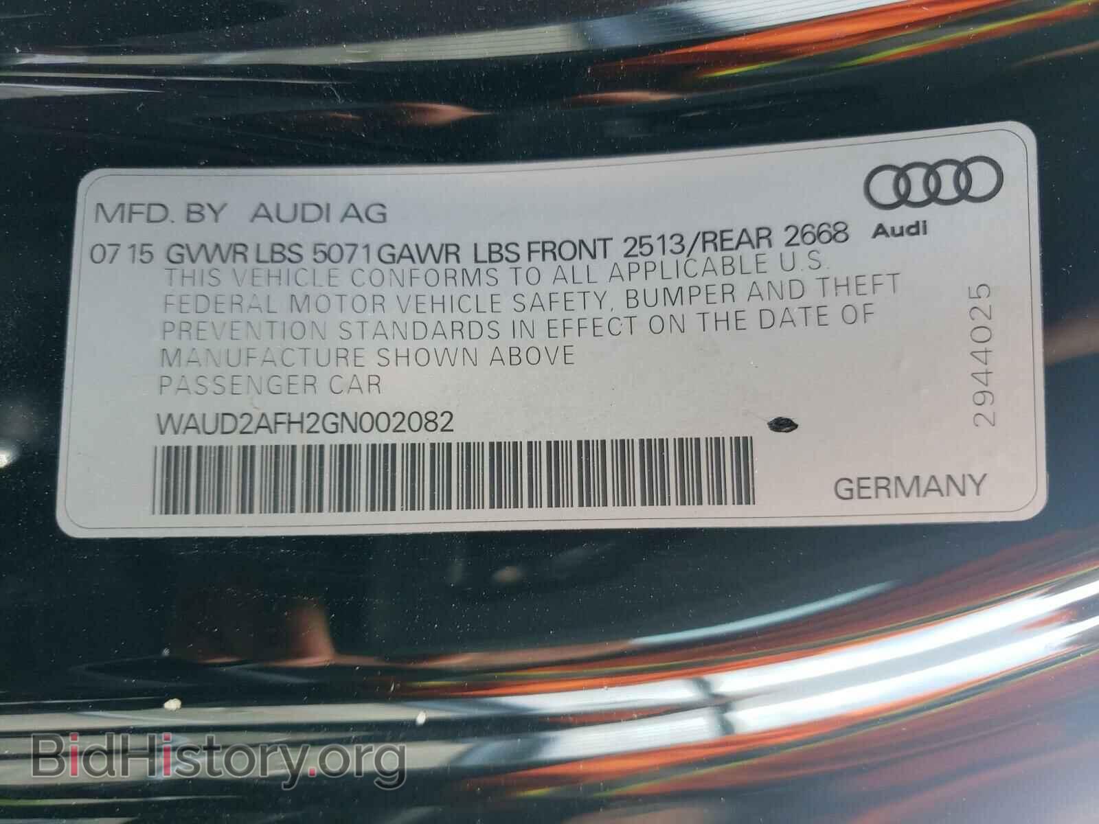 2016 AUDI A5 - VIN: WAUD2AFH2GN002082 - Photo 10
