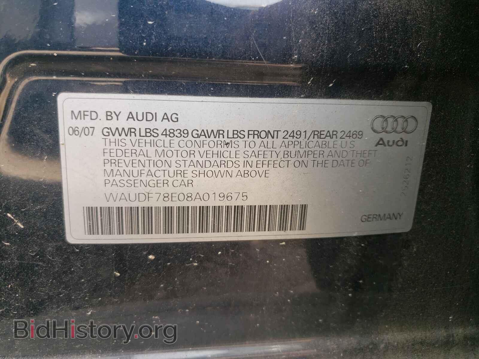 2008 AUDI A4 - VIN: WAUDF78E08A019675 - Фото 10