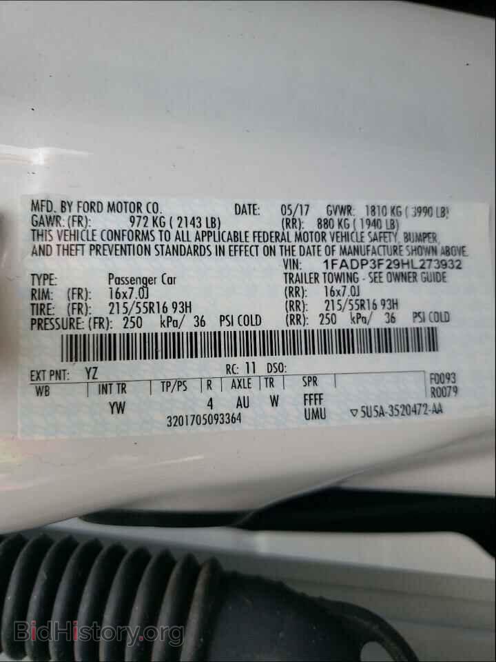 2017 FORD FOCUS - VIN: 1FADP3F29HL273932 - Фото 10