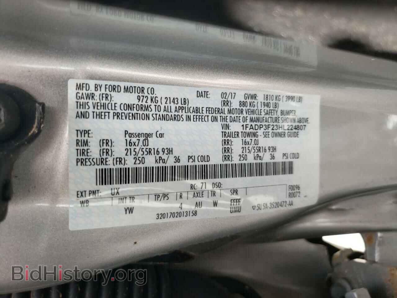 2017 FORD FOCUS - VIN: 1FADP3F23HL224807 - Фото 10