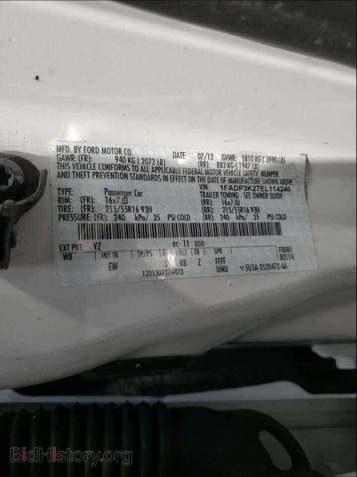 2014 FORD FOCUS - VIN: 1FADP3K27EL114246 - Фото 10