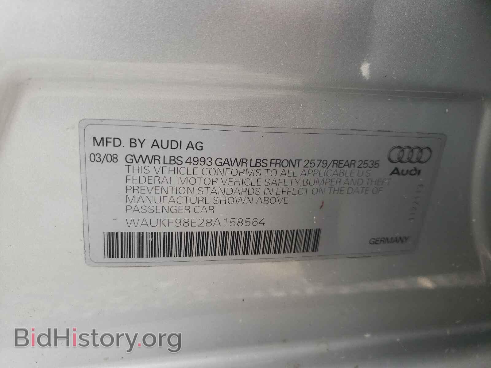 2008 AUDI A4 - VIN: WAUKF98E28A158564 - Photo 10