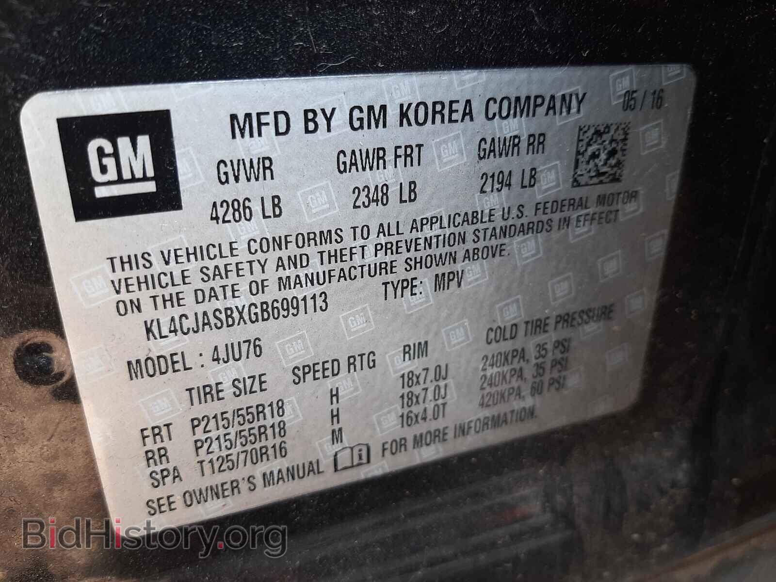 2016 BUICK ENCORE - VIN: KL4CJASBXGB699113 - Photo 10