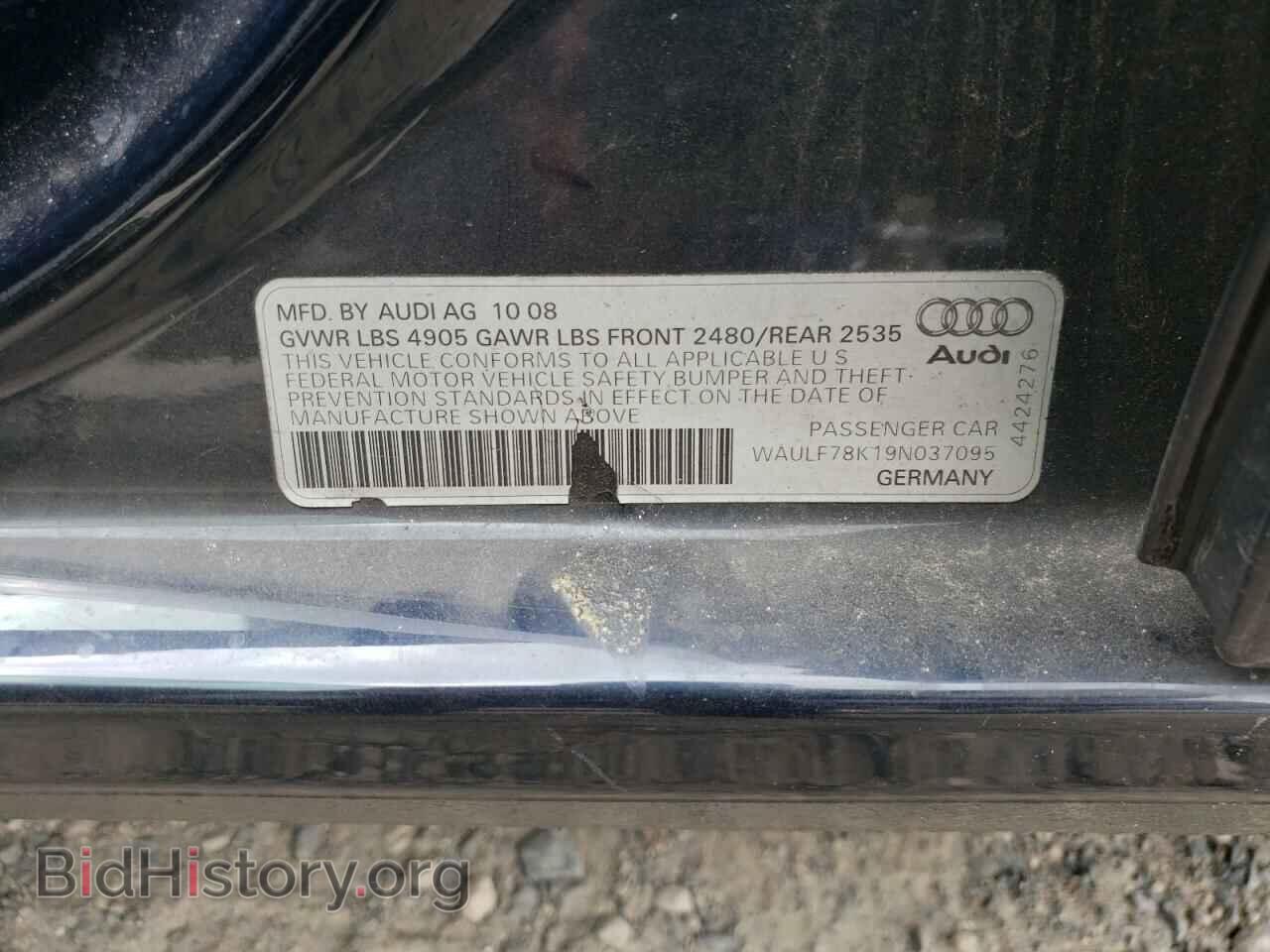 2009 AUDI A4 - VIN: WAULF78K19N037095 - Фото 10