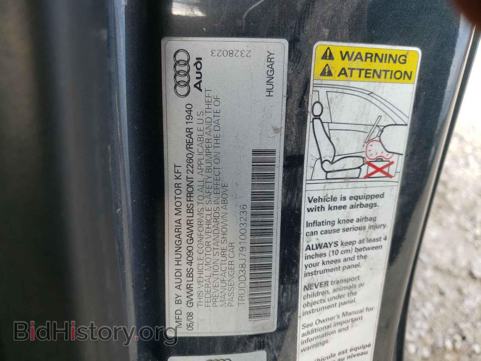 2009 AUDI TT - VIN: TRUDD38J791003236 - Фото 10
