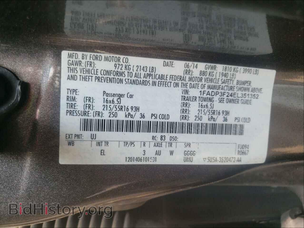 2014 FORD FOCUS - VIN: 1FADP3F24EL351352 - Фото 10