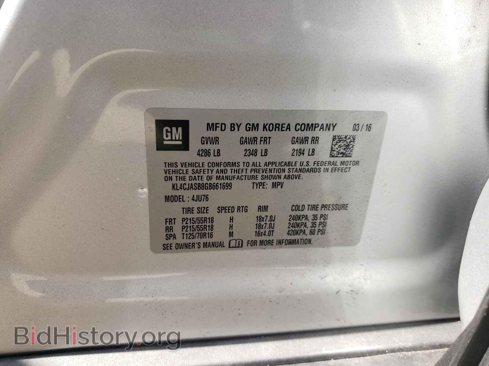 2016 BUICK ENCORE - VIN: KL4CJASB8GB661699 - Фото 10