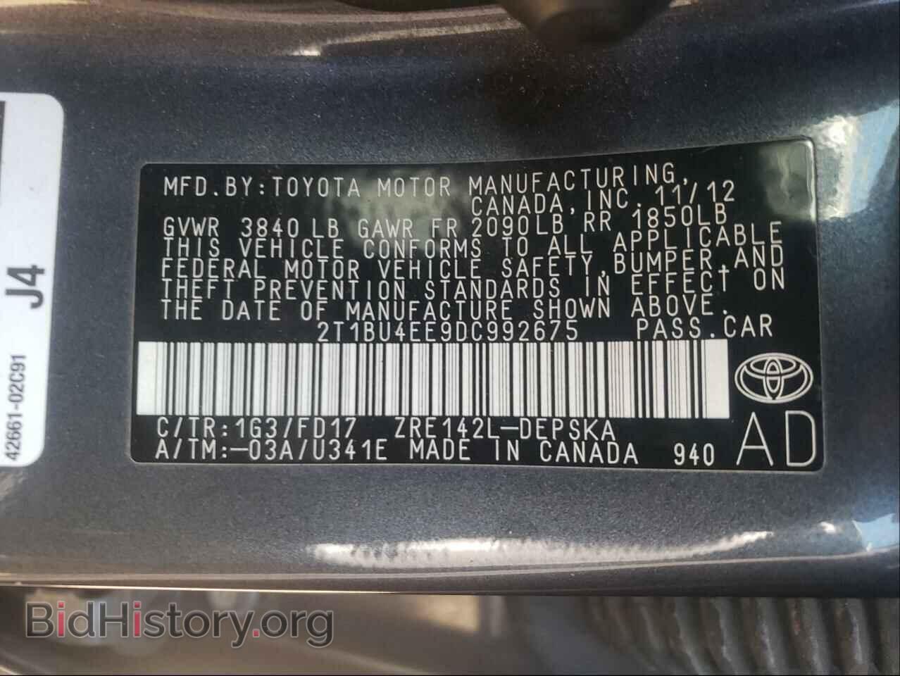 2013 TOYOTA COROLLA - VIN: 2T1BU4EE9DC992675 - Photo 10