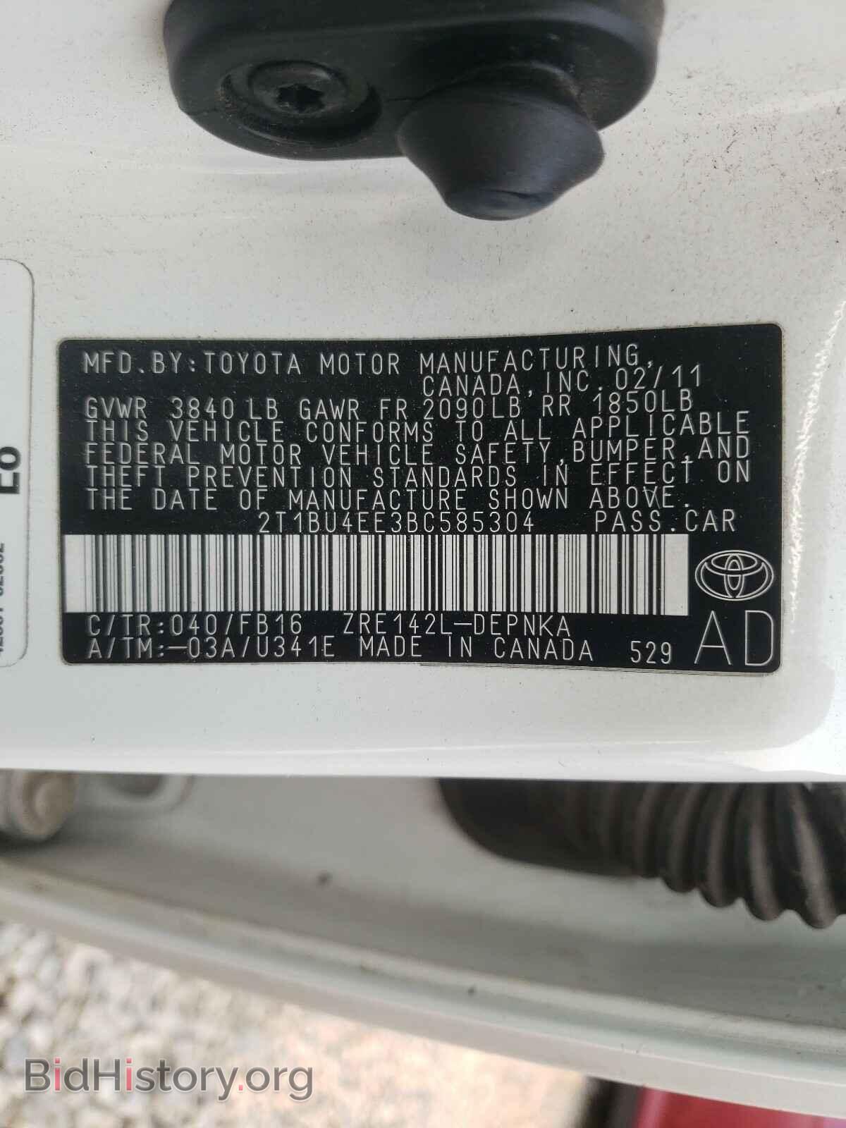2011 TOYOTA COROLLA - VIN: 2T1BU4EE3BC585304 - Фото 10