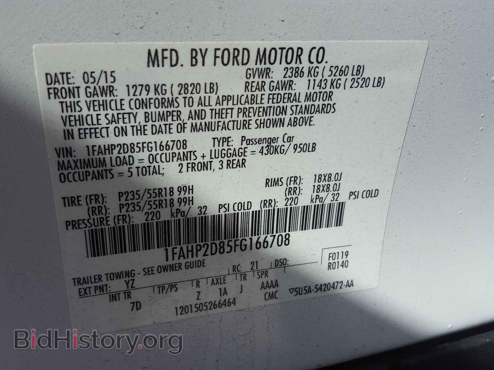 2015 FORD TAURUS - VIN: 1FAHP2D85FG166708 - Photo 10