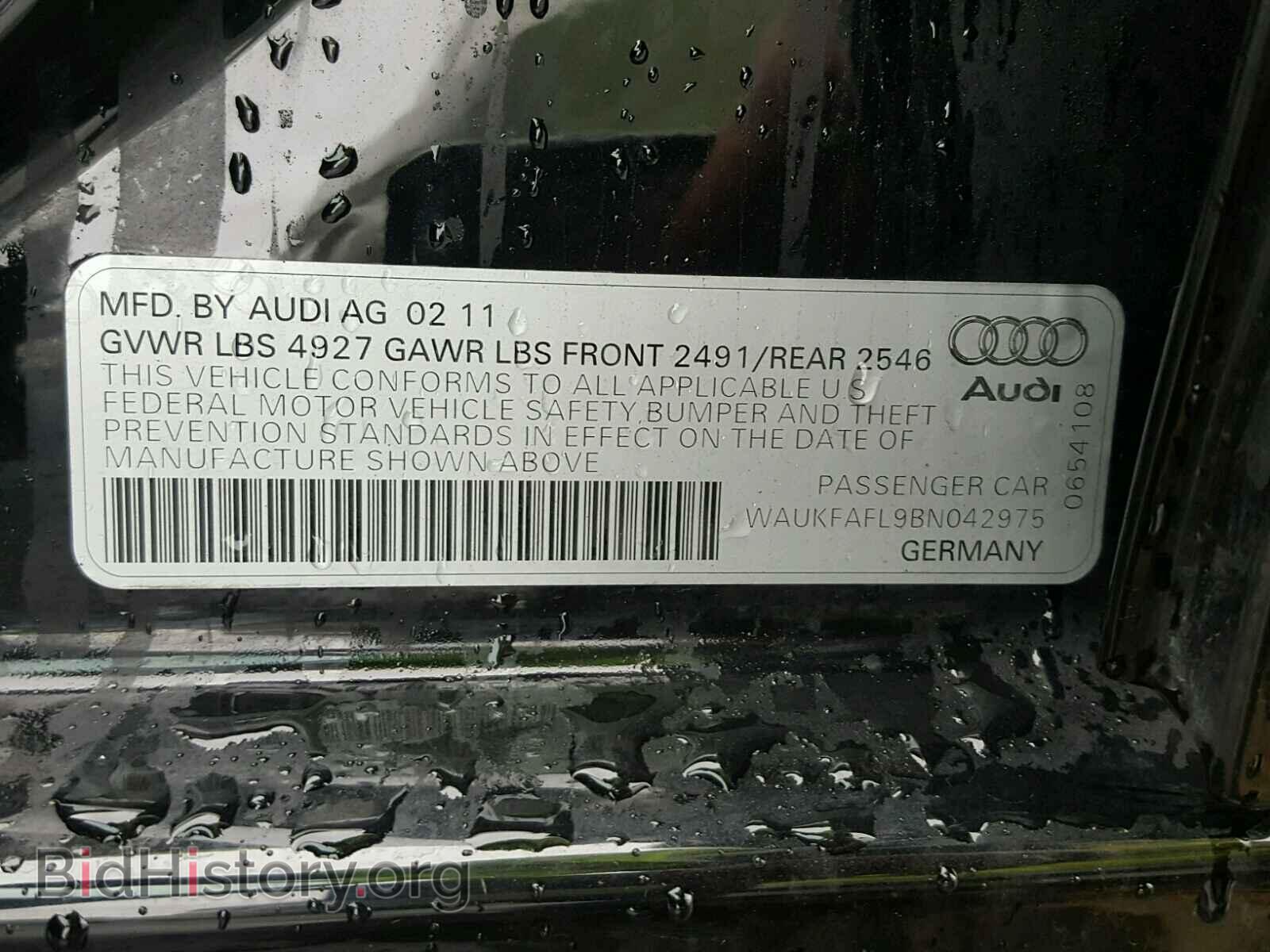 2011 AUDI A4 - VIN: WAUKFAFL9BN042975 - Фото 10